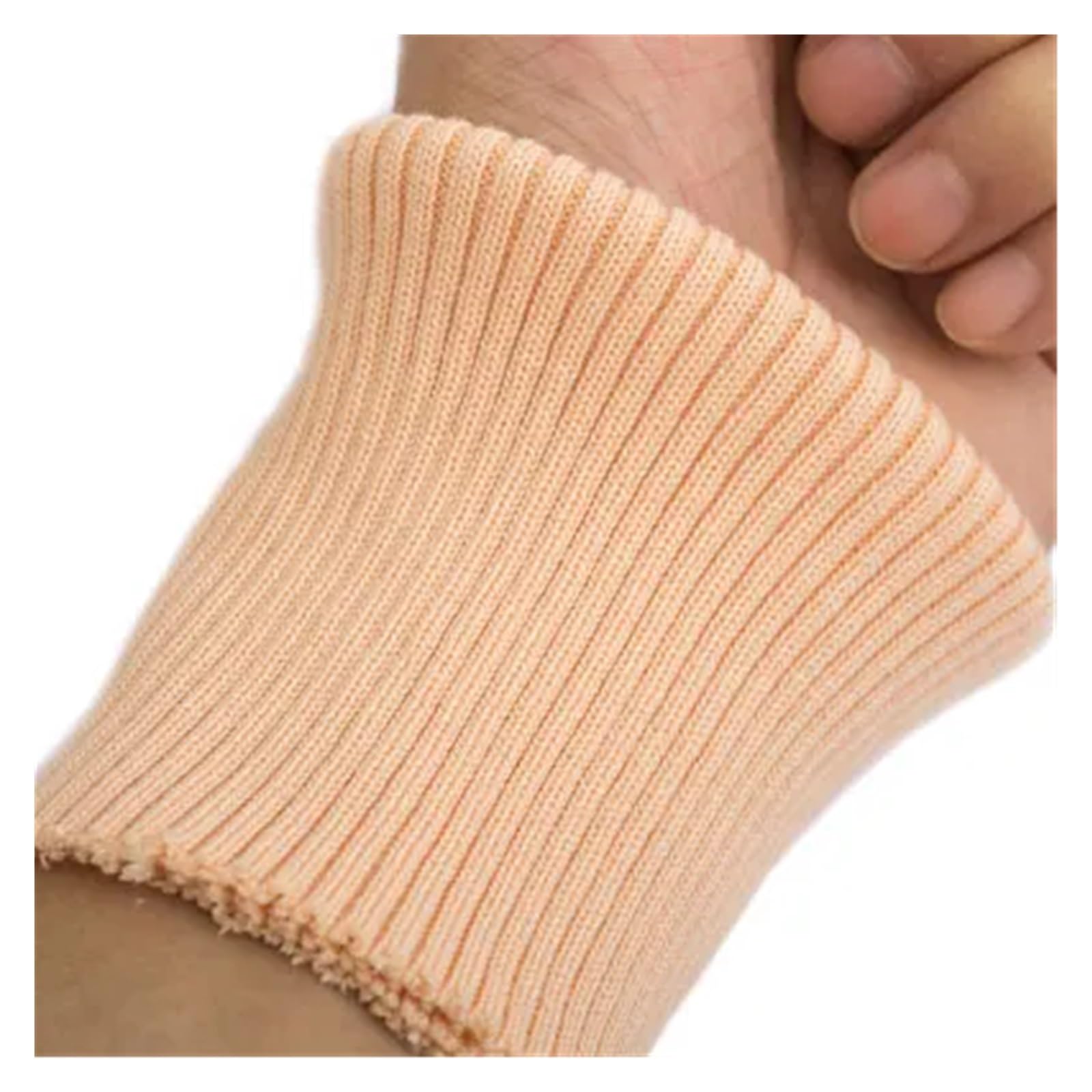 Par de puños tejido punto grueso acanalado, algodón elástico suave, para abrigos, 8 * 9 cm, 1 par para costura de puños de mangas de sudaderas, chaq(Pink apricot)