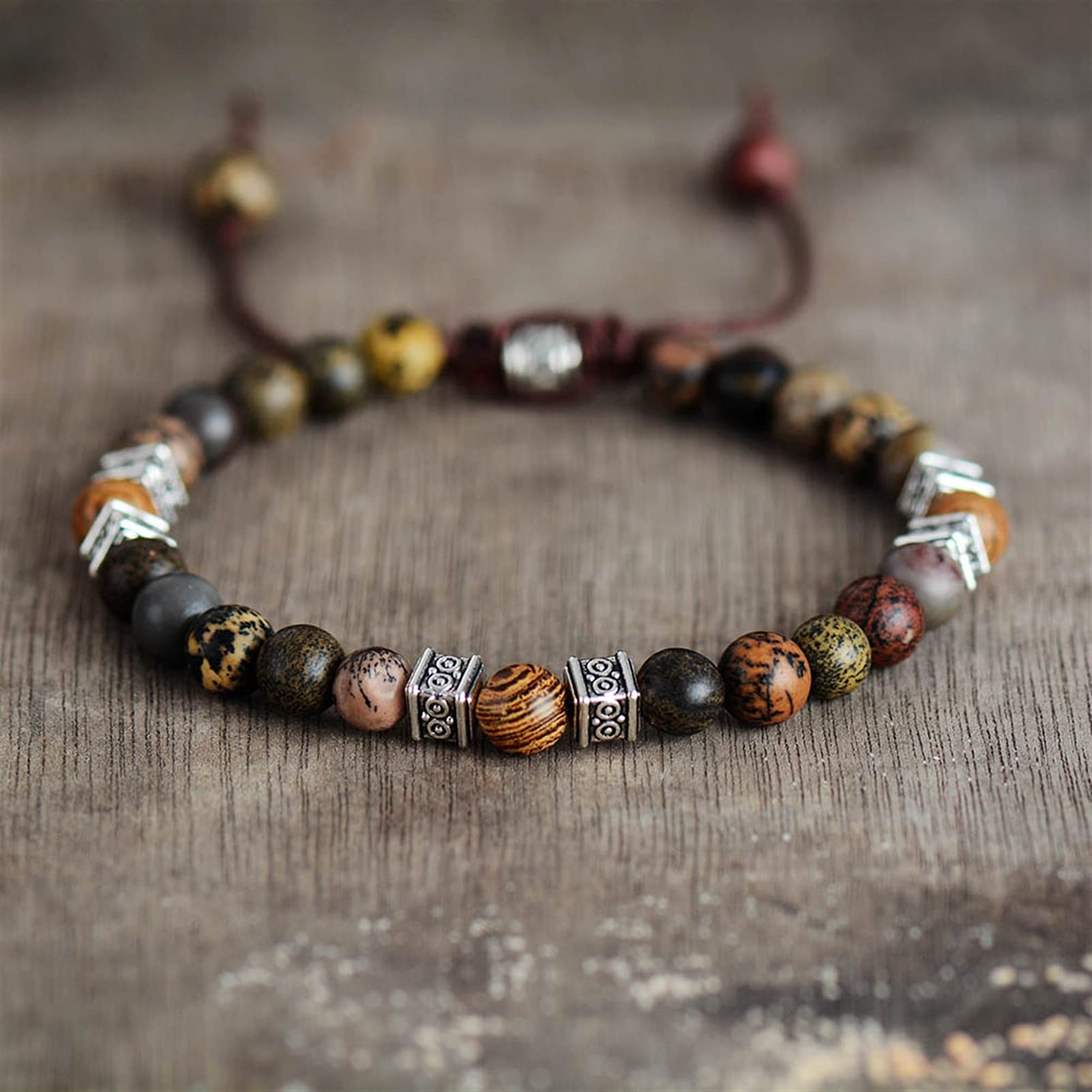 Pulsera de Piedra Natural Pulseras Cuentas Pulseras de macramé Amantes de la Amistad Parejas Pulsera Ajustable Bijoux Joyería Pulsera Joyería