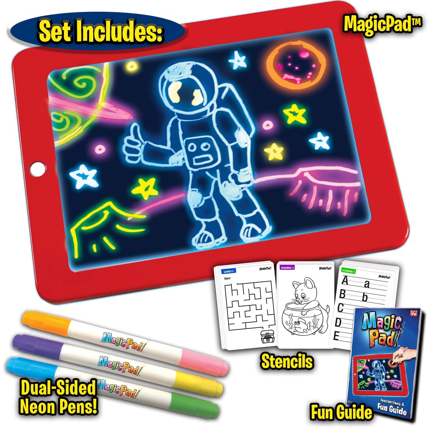 KidsMagic Pad Light Up 3D Light Up Drawing Board Doodle Magic Glow Pad for Kids/Toddlers Boys and Girls