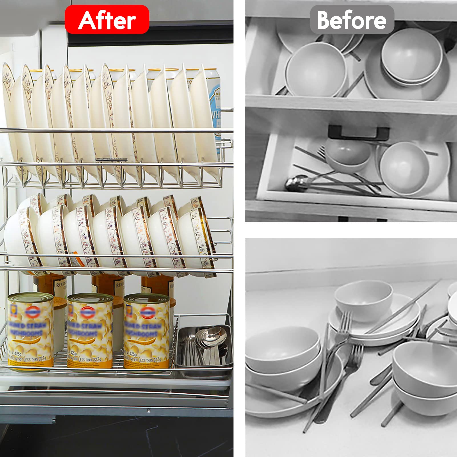 Organizzatore da cucina Organizzatore da cucina Organizzatori e contenitori per armadietti da cucina Robusto acciaio inossidabile 304 Portaspezie estraibile Cassetto telescopico Dispensa Cestino estra