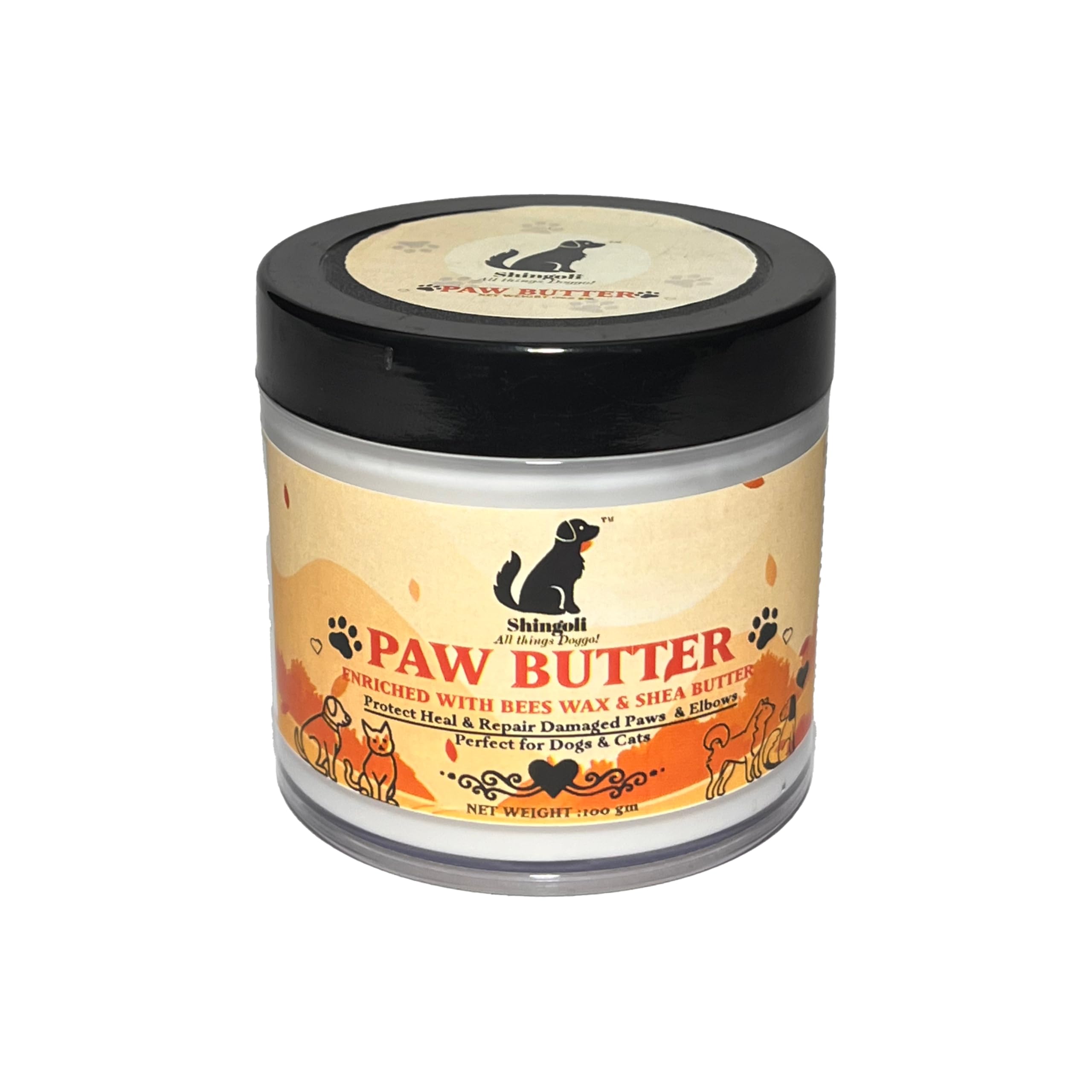 Shingoli Paw Butter for Dogs & Cats – Enriched with Beeswax, Shea Butter, Aloe Vera, Turmeric Oil & Neem Oil for Healing & Protecting Paws & Elbows 100 gram (Pack of 1)