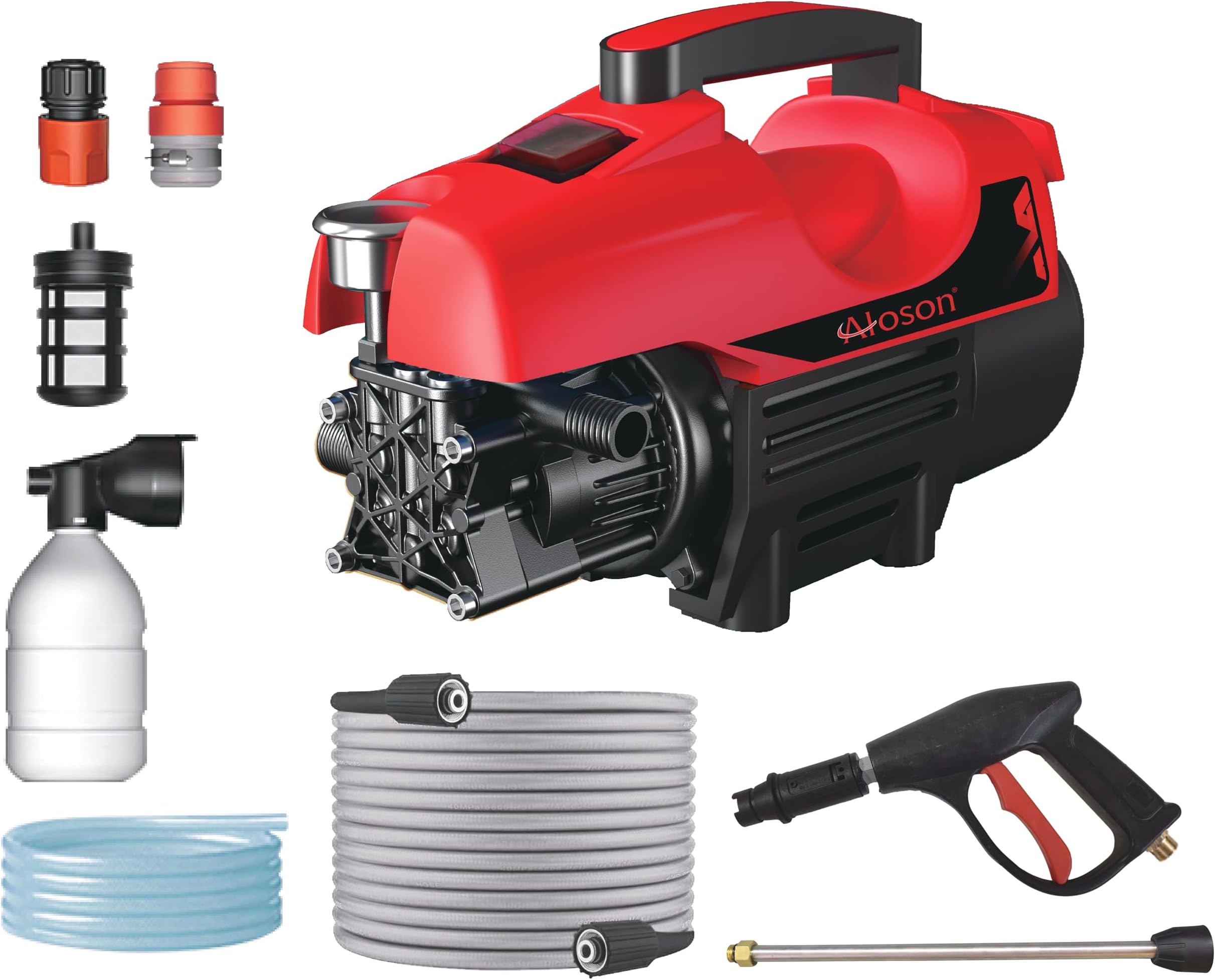 High Pressure Washer 1800W | 135 Bar Powerful Jet | 6.5 L/Min Flow | 8 m Outlet Hose | Auto Stop & Safety | ISI Marked Wire & Plug | Black & Red