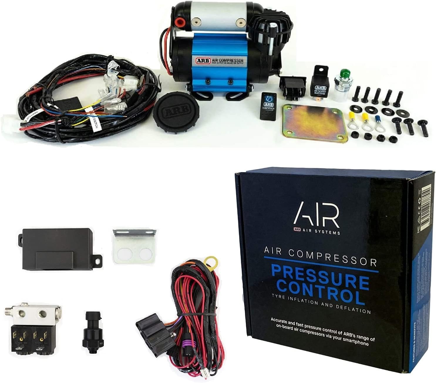 CKMA12 High Performance 12 Volt On-Board Air Compressor with 0830001 Smart Pressure Control Tire Inflation and Deflation System for ARB Air Lockers Locking Differentials