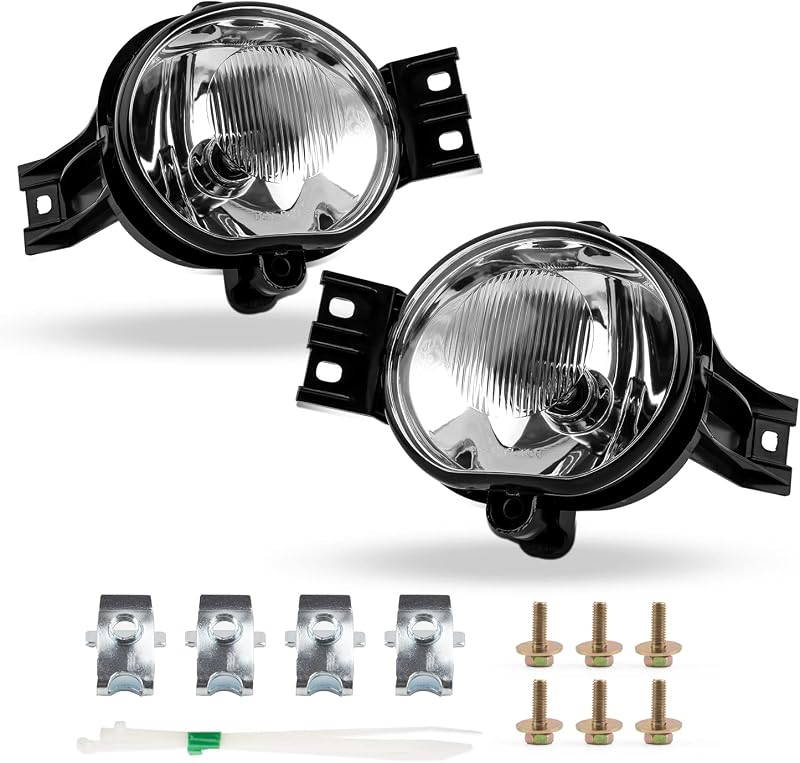 Faróis de neblina dianteiros RP Remarkable Power para Ram e Durango, lente cristal e moldura preta – Par