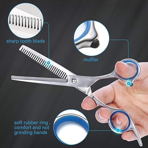 Miniatura 4 de Kit de tijeras de corte de pelo, 11 piezas de tijeras profesionales de corte de pelo con tijeras de corte, tijeras de adelgazamiento, cepillo de