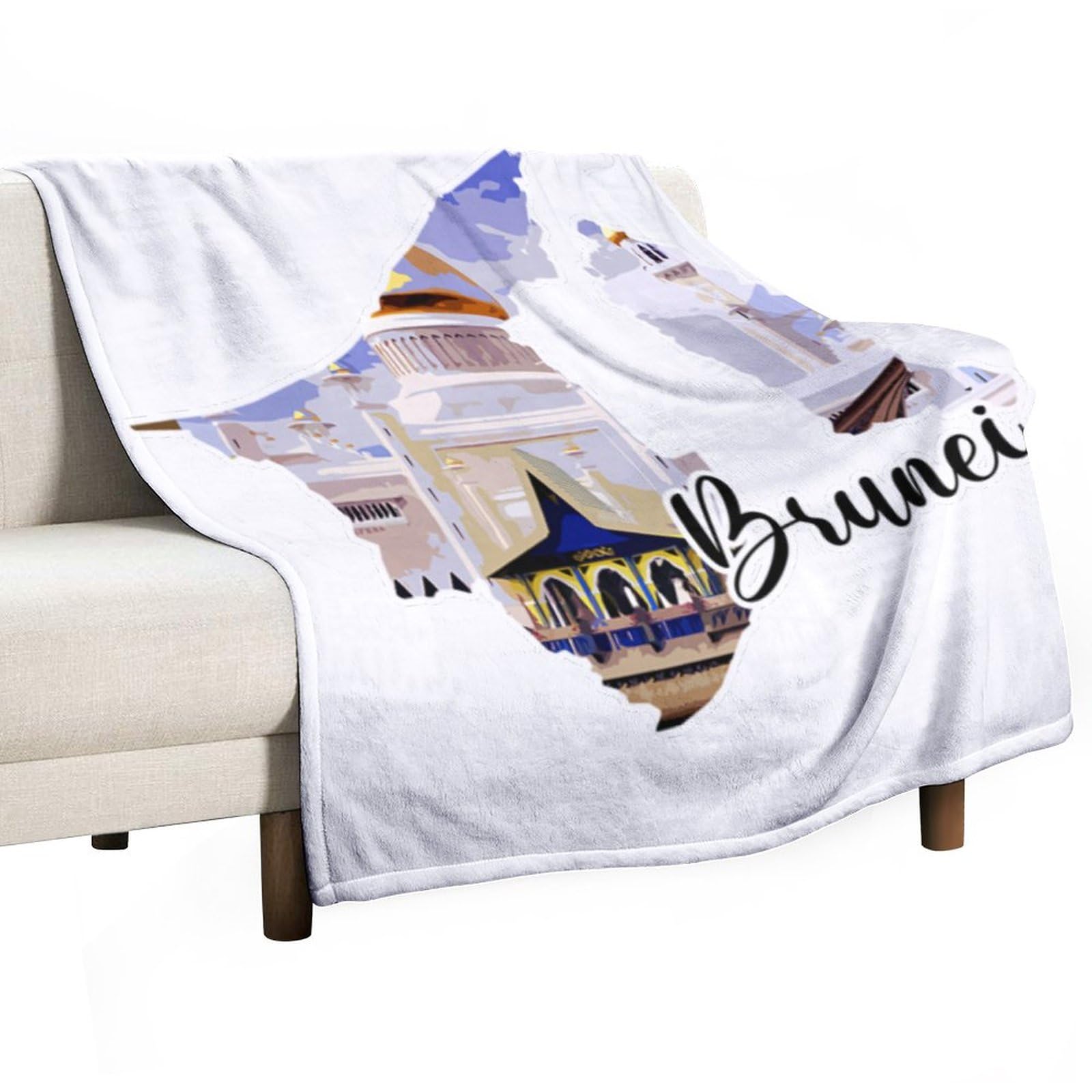 Couverture douce et pelucheuse grand lit, plaid canapé motif paysage urbain