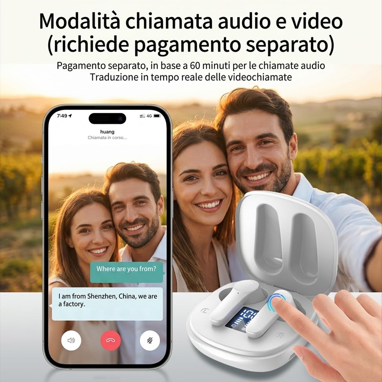 Yunrui Norevo Smart AI - Cuffie Bluetooth con traduzione in tempo reale con supporto per la traduzione bidirezionale multilingue (nero) - 3