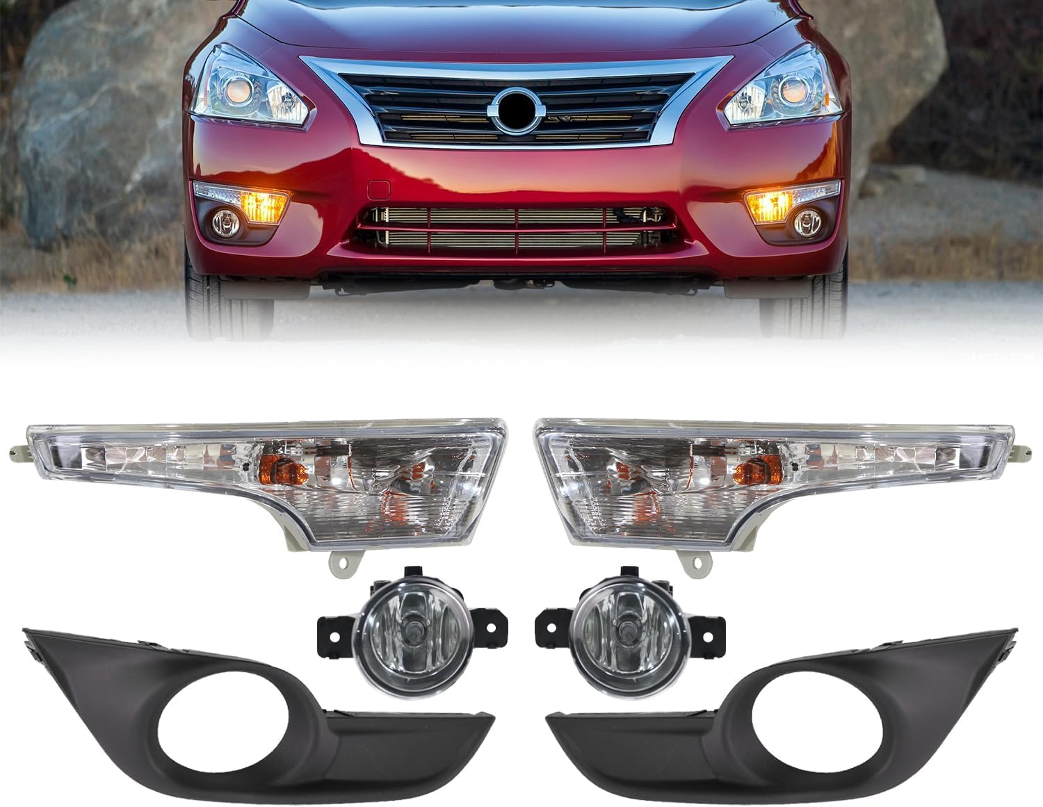 Pair Fog Light & Corner Turn Signal Lamp Assembly Fit for 2013-2015 Altima W/Wiring Driver and Passenger Side NI2531118
