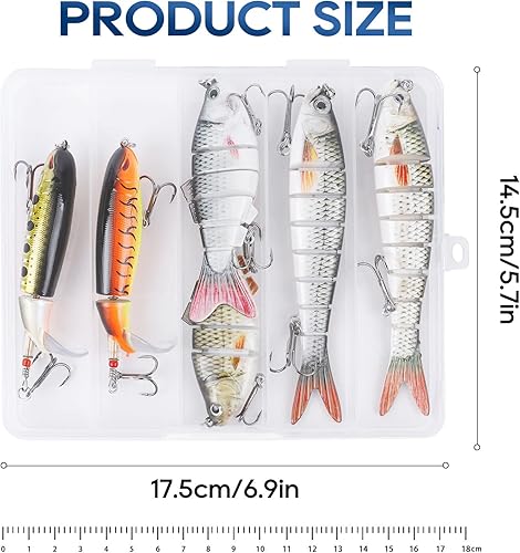 Miniatura 2 de UCEC Señuelo de pesca de lubina, trucha segmentada, cebos de natación biónicos de hundimiento lento para agua dulce, kit de señuelos de pesca