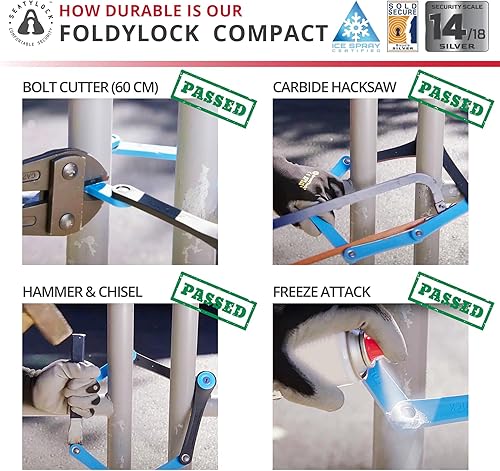 Miniatura 4 de Seatylock FoldyLock - Candado plegable compacto para bicicleta, galardonado y patentado, ligero, de alta seguridad, resistente, antirrobo, protector