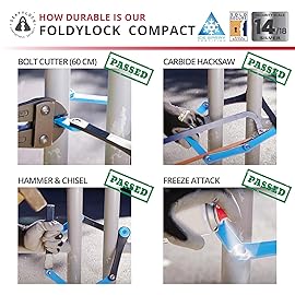 Seatylock FoldyLock Compact Folding Bike Lock - Award Winning Patented Lightweight High Security Bicycle Lock - Heavy Duty Anti Theft Smart Secure Guard with Keys & Case for Bikes or Scooters