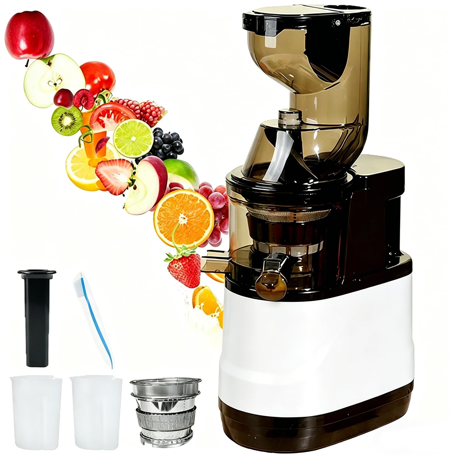 FHRKA 300W Cold Press Juicer, Electric Citrus Juicer with 80mm Feed Chute & Pulp Separation Technology, 98.5% High-purity Juice Yield (size_name White)
