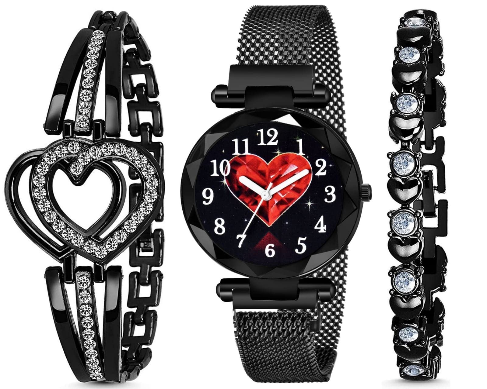 ISA creatorsBranded Analogue Diamond Black Butterfly Dial Magnet Watch with Gift Bracelet for Women Or Girls and Watch for Girl or Women