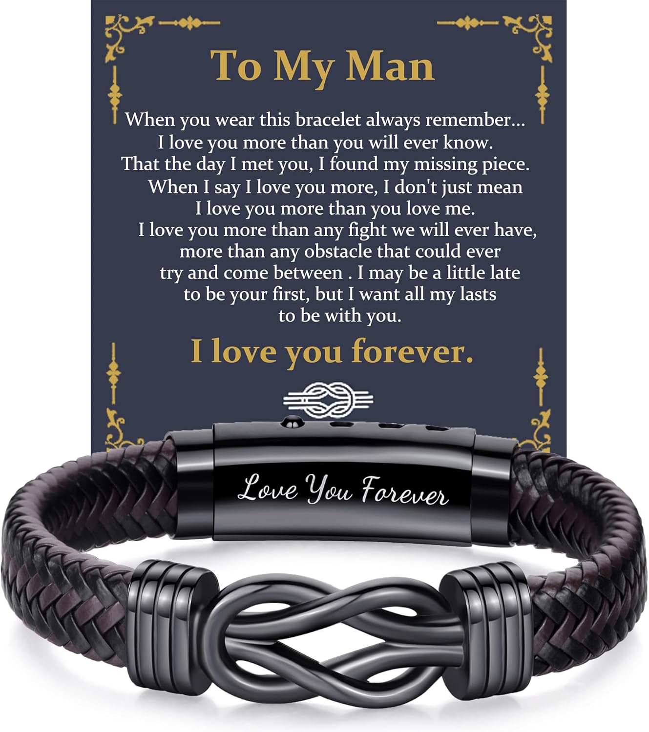 RANKEEF 𝐆𝐢𝐟𝐭𝐬 𝐟𝐨𝐫 𝐌𝐞𝐧 𝐊𝐧𝐨𝐭 𝐁𝐫𝐚𝐜𝐞𝐥𝐞𝐭 Christmas Gift Birthday Gift for Dad Man Son Husband Mens Leather Bracelet Mens Christmas Gifts