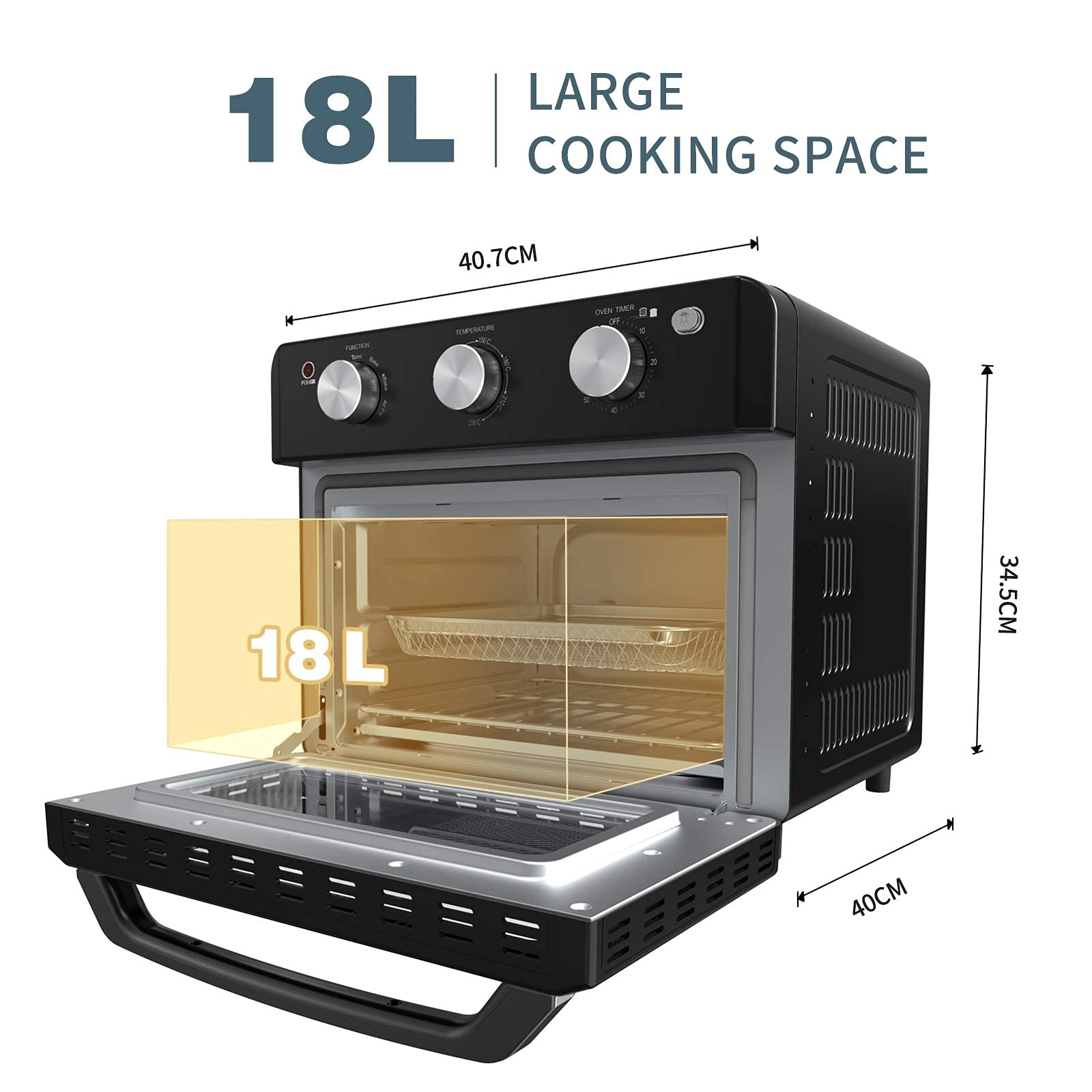 AUMATE Air Fryer Toaster Oven,18L Convection Mini Oven,1600W Large