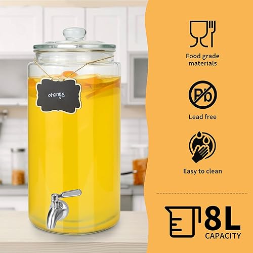 Miniatura 4 de Dispensador de bebidas de 2 galones, paquete de 2, dispensador de bebidas de espita de acero inoxidable para fiestas con soporte, recipiente de