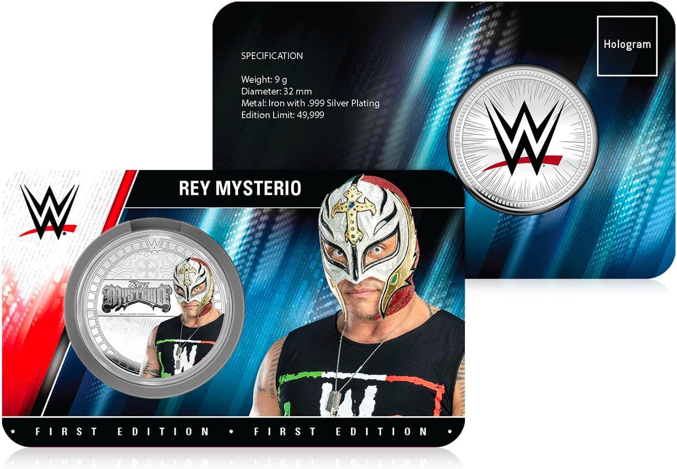 FANTASY CLUB Rey Mysterio WWE Pièce de collection officielle 32 mm – Hommage au Maître du 619 et Légende de la lutte aérienne – Édition limitée pour les fans et les collectionneurs