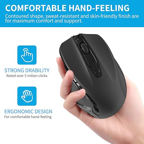 Miniatura 4 de Ratón inalámbrico, 2.4G Slim Silent Travel Ratón óptico inalámbrico con receptor USB para computadora portátil, PC, MacBook, Chromebook y portátil