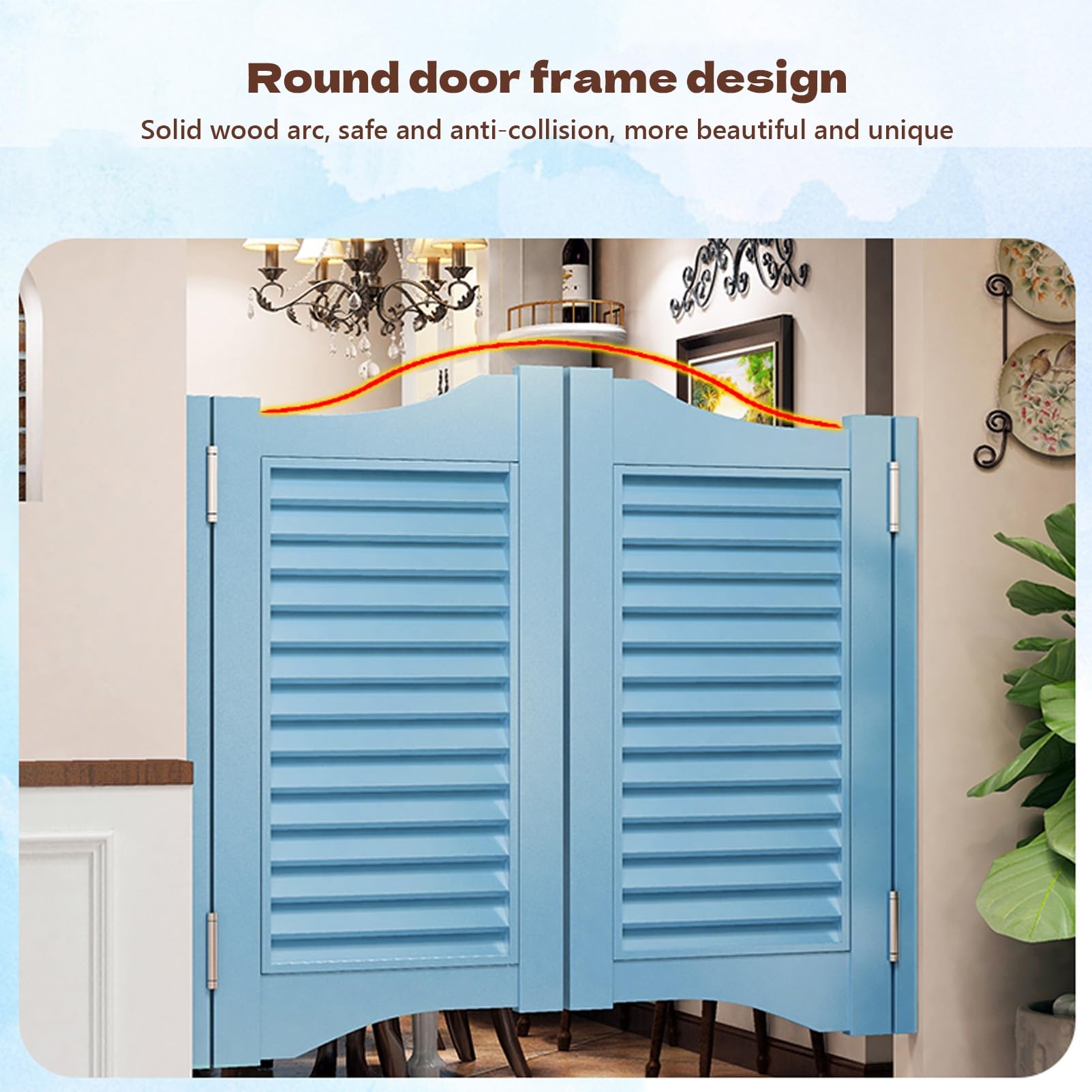Porta Saloon Legno Cucina Ristorante Partizione Moderno Porte A Battente con cerniere in metallo Porte oscillanti Chiusura automatica per scale da cucina Negozio Bar(Bianco,90x90cm(35.4x35.4in)