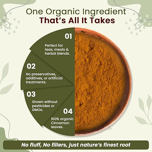 Miniatura 3 de Organic Way True Ceylon - Canela en polvo cruda, vegana, sin OMG y sin gluten, canela prémium recién molida, bolsa resellable, 100% cruda de Sri