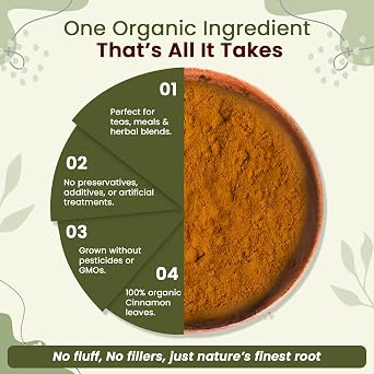 Organic Way True Ceylon Cinnamon Powder | Organic & Kosher Certified | Raw, Vegan, Non-GMO & Gluten Free | Freshly Grounded Premium Cinnamon | Resealable Bag | Origin-Sri Lanka (1LBS / 16Oz)