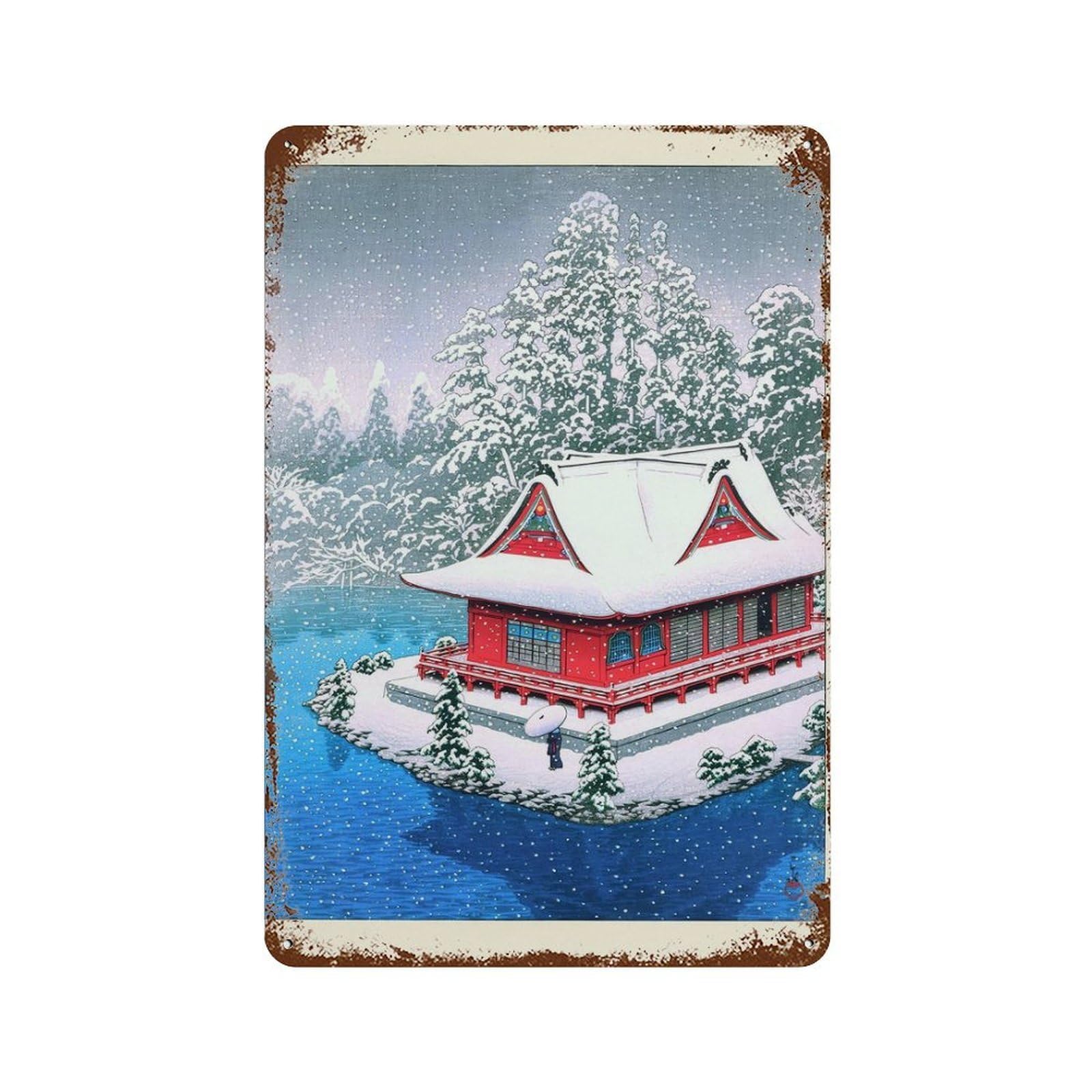 xiaoxiaoshen Geisha in The Snowstorm by Kawase Hasui (3) Wall Decor Art Metal Tin Poster Modern Home Decor Art Home Bar Shop Decorations Vintage Sign 30x20cm