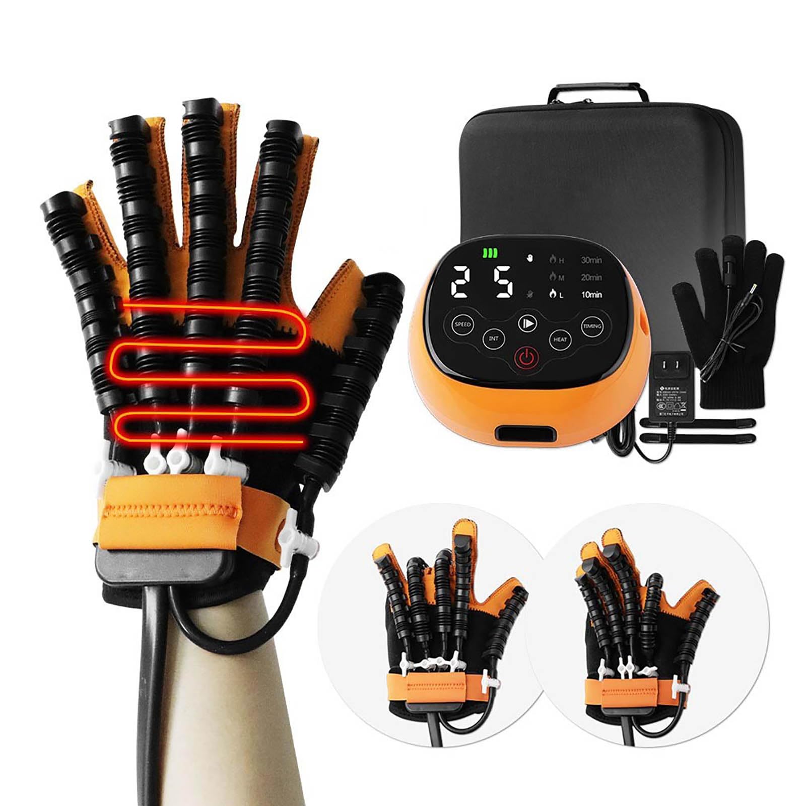 HTONVKRehabilitation Robot Glove with heating function, Hand Stroke Recovery Equipment, Fingers Strength Training Device for Hemiplegia, 3 temperature adjustable, Multi Modes L LeftHand