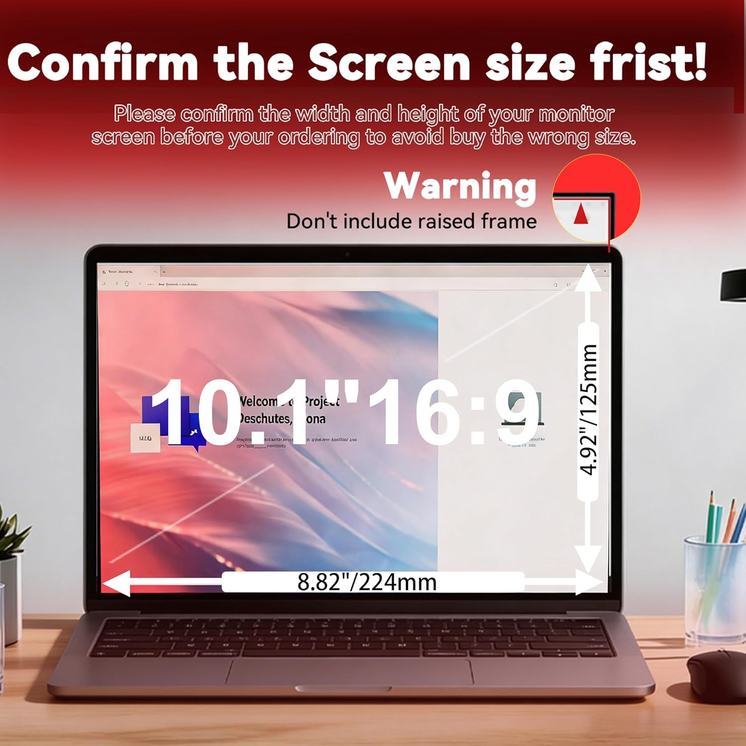 10.1 Inch Computer Privacy Screen Filter (16:9 Aspect Ratio) - Removable, Anti Glare & Blue Light Blocking, Compatible with HP Dell ASUS Acer Samsung Monitors