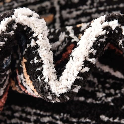 Miniatura 6 de Unique Loom Aramis Collection - Alfombra de área, calibre (redonda, 5 pies 3 pulgadas x 5 pies 3 pulgadas, multinegro)