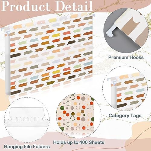 Miniatura 10 de 30 carpetas colgantes bohemias, tamaño carta, carpeta colgante con pestañas ajustables, carpetas surtidas para oficina, gabinete, hogar, cajón,