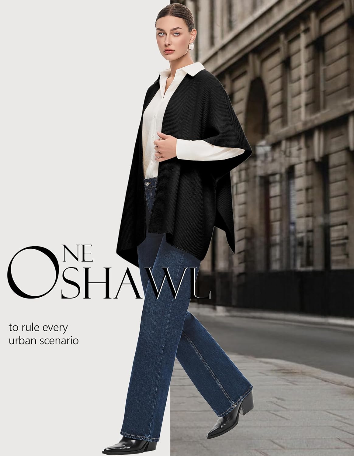 PULI Womens Luxury Open Front Shawl Wraps Casual Chunky Warm Capes Ribbed Knit Poncho Travel Sweater for Fall Winter - Image 3