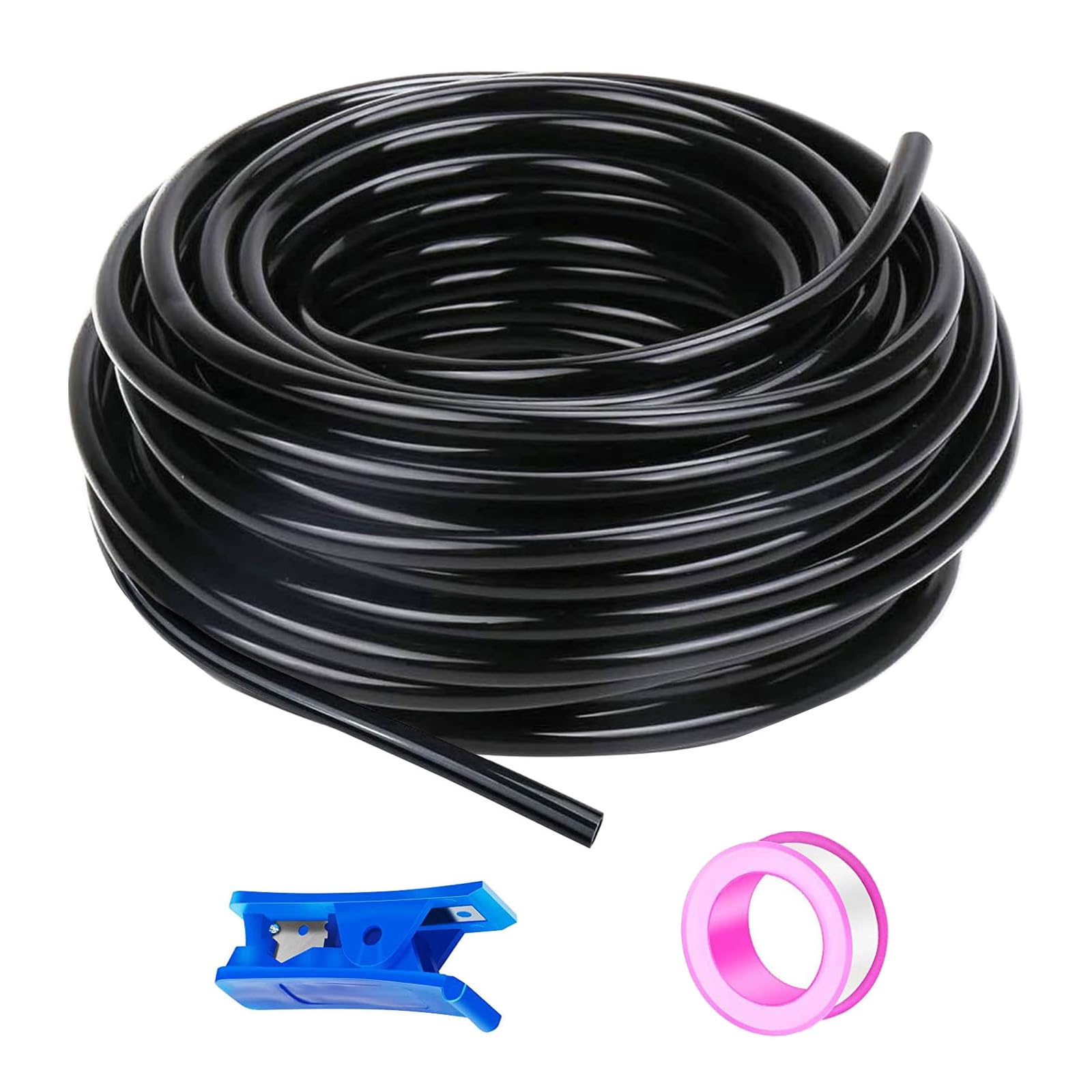 50 Meter Tuyau Pneumatique Polyuréthane PU Air Kit Noir 8mm OD x 5mm ID Tuyau Air Comprimé Peut Etre Utilisé pour Les Compresseur Outils Pneumatiques