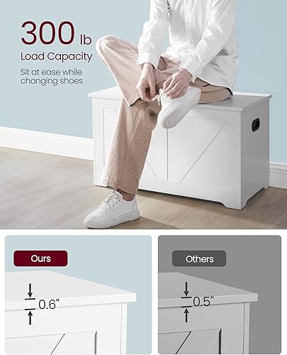 Miniatura 7 de VASAGLE - ULSB062T14 Cofre de almacenamiento, baúl de almacenamiento con 2 bisagras de seguridad, banco de almacenamiento, banco para zapatos,