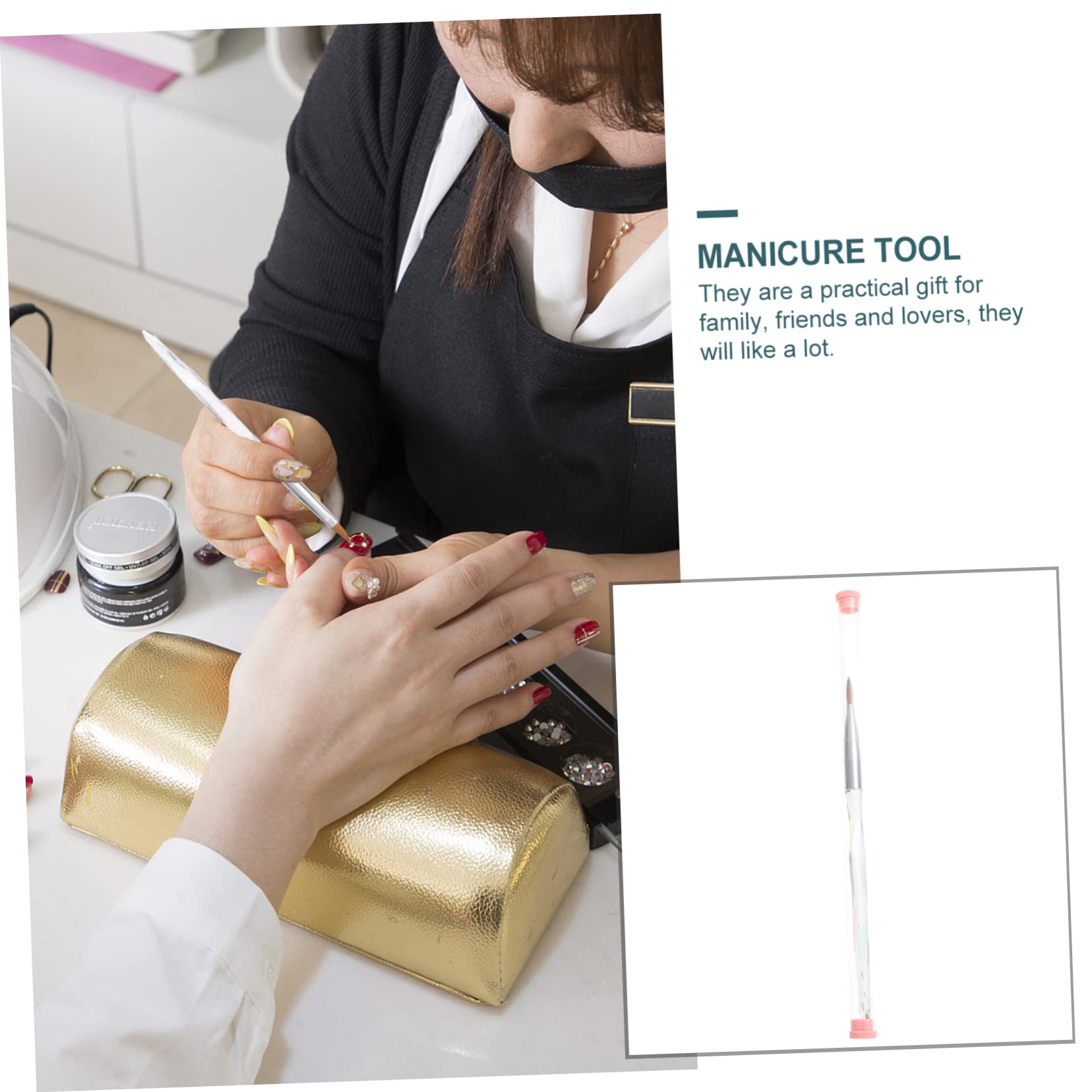 Healeved 3pezzi Pennello Per Nail Art Con Manico Trasparente e Design Unico Strumento Per Pittura Unghie Gel Accessorio Per Unghie Con Setole Flessibili e Assorbimento Potente Per Creazioni