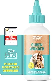 Green Hero Ohrentropfen 200 ml | Bei Ohrmilben und Entzündungen für Katze und Hund unterstützt die Ohrenpflege, den Regenerationsprozess der Haut | Mittel gegen Juckreiz bei Hefepilz & Ohrenentzündung
