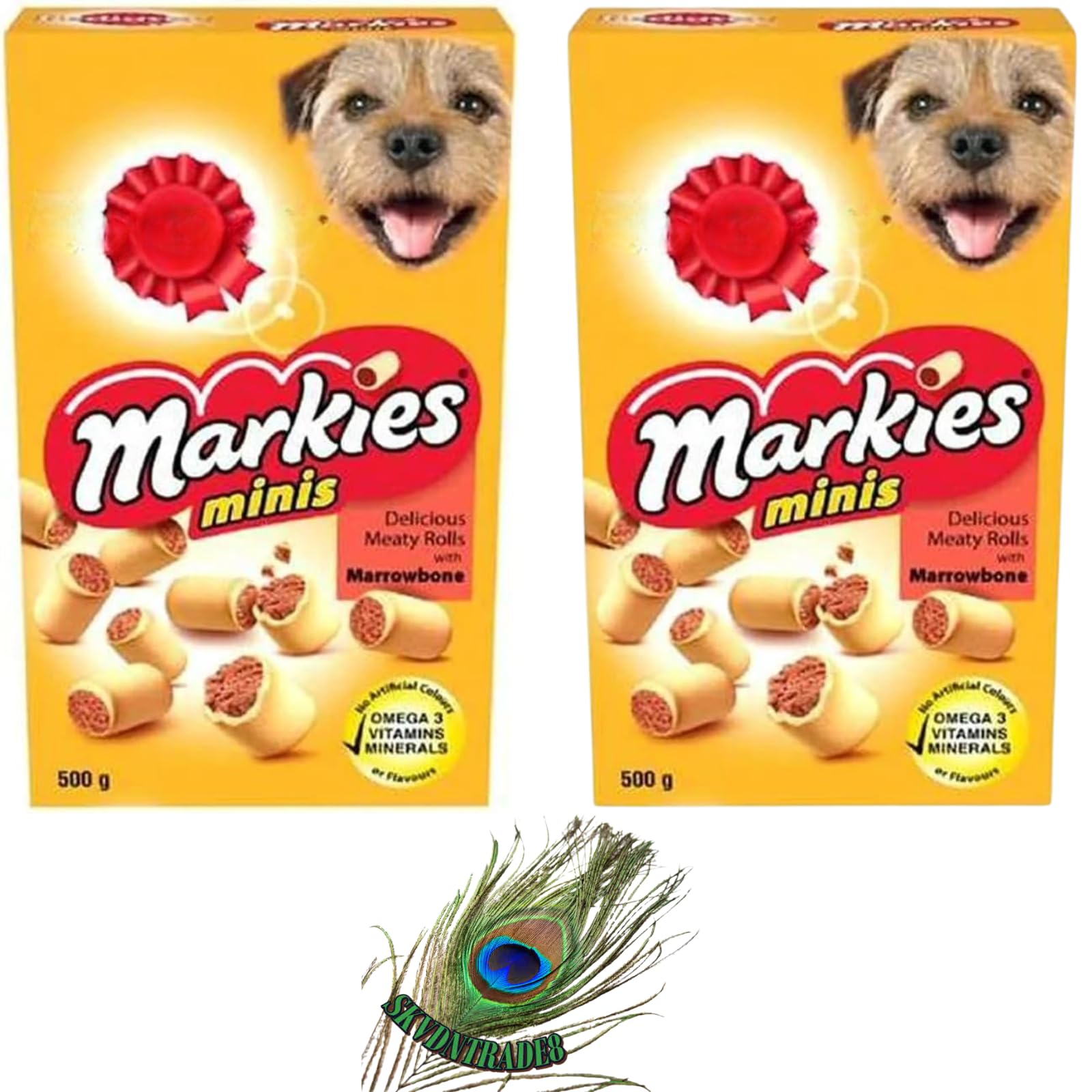 Crunchy Mini Markies Dog Treats – 2 x 500g Value Pack | Chewy Meaty-Filled Biscuits Dog Treats With Marrowbone | Packed by SKVDNTRADE8 LTD