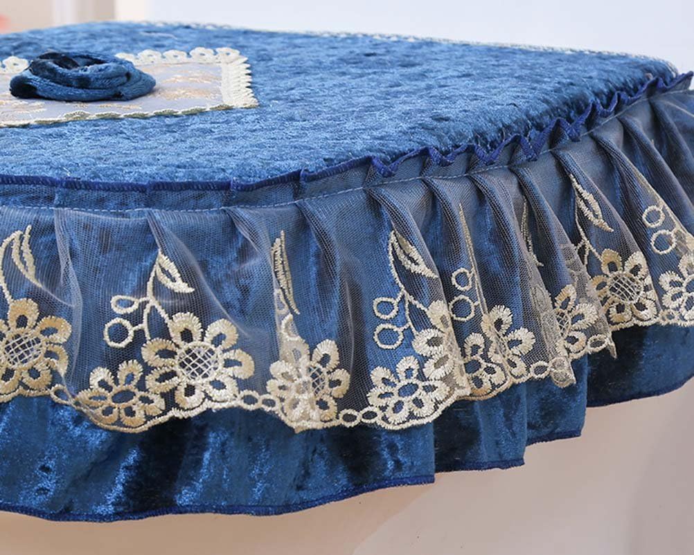 WSHINE Home Decor Pleuche Lace Toilet Accessories Tank Cover + Lid Cover + Toilet Seat Cover, Set of 3 (Blue) : Home & Kitchen