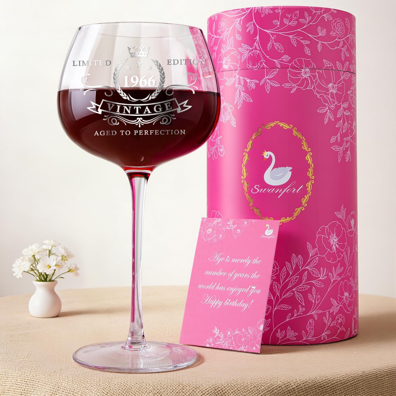 60th Birthday Gifts for Women, 1966 Vintage Wine Glass, Elegant Present for Mom, Grandma, Friend, Sister or Wife – Celebrating 60 Years of Love and Life - Image 3