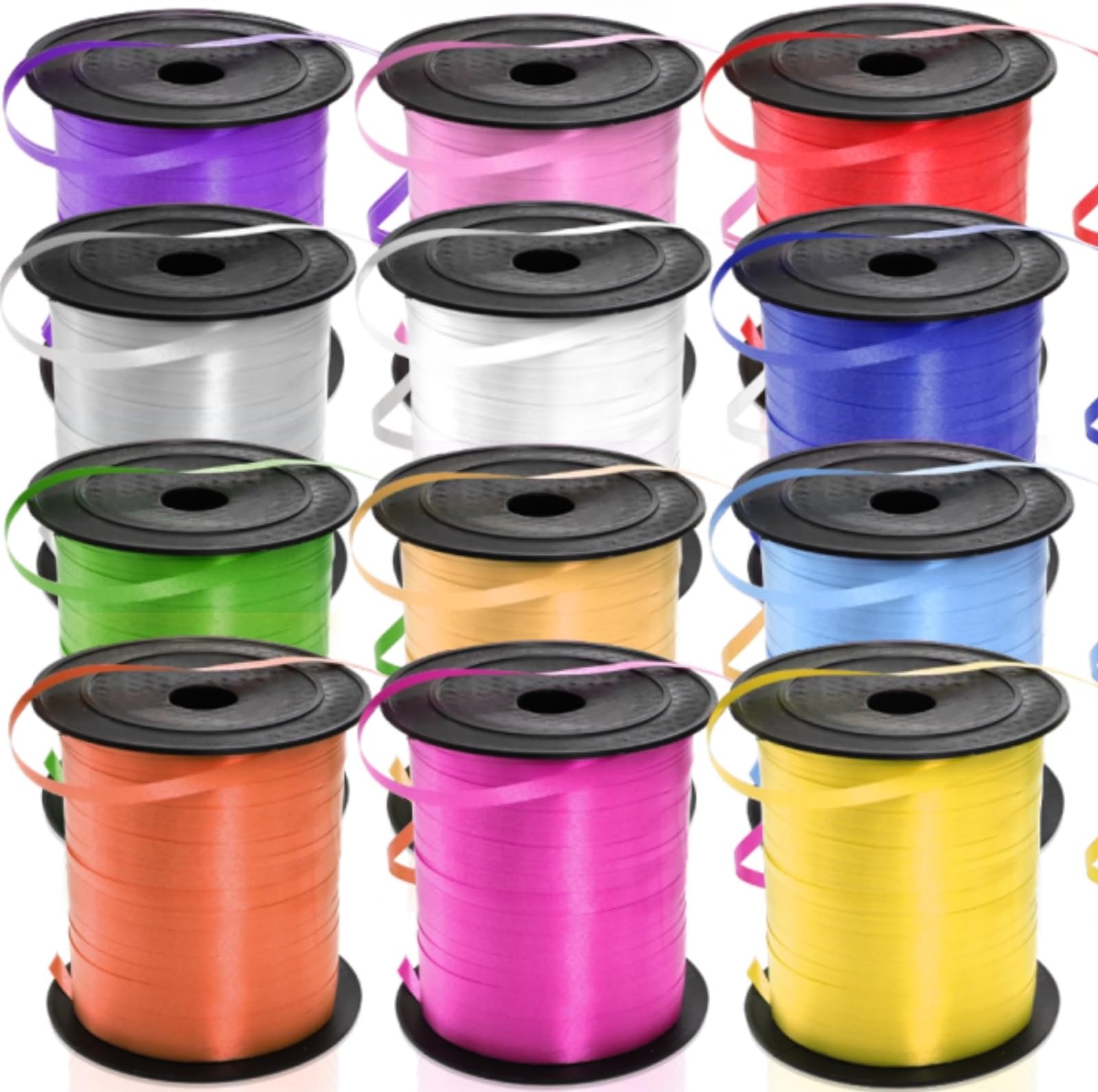 12 Roll 9000ft Curling Ribbons, 1/5 Inch Balloon String, Assorted Colors Crimped Curly Ribbon for Gift Wrapping Party Decor Florist DIY Art Craft Birthday Wedding, (250 Yards/Roll)