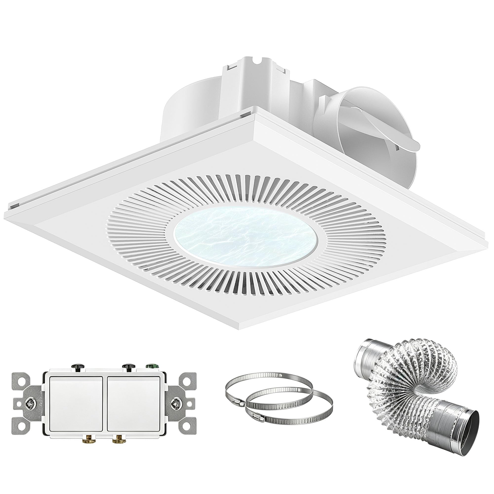2-Pack 165 CFM Bathroom Exhaust Fan With 3-Color LED Light (3000K/4500K/6500K)