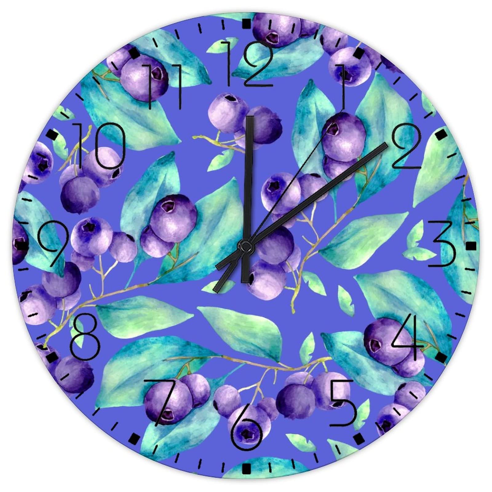 Horloges murales en bois myrtille 38cm silencieuses à piles
