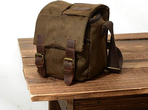 Miniatura 7 de Pequeña cámara bolsacaso, bolso de la honda del mensajero del hombro de la cámara de la vendimia de la lona de la vendimia DSLR