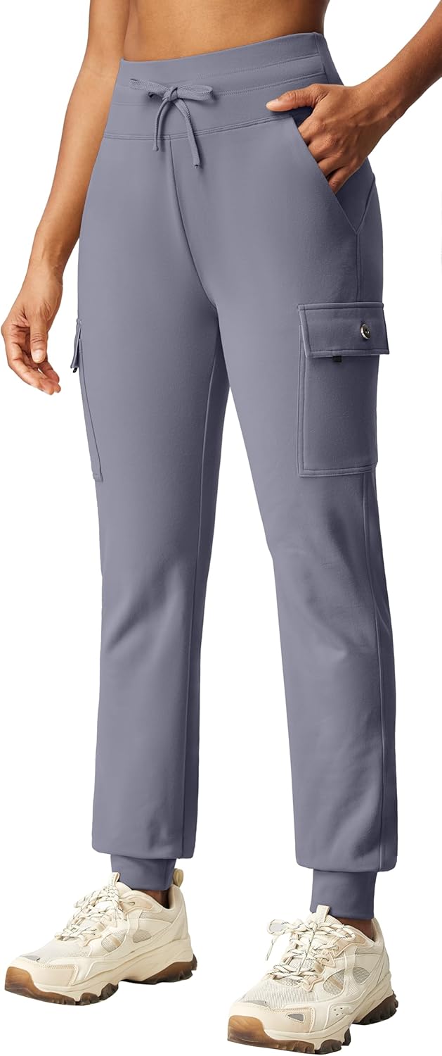 IUGA Water Resistant Fleece Lined Joggers High Waist Cargo Sweatpants for Women Thermal Running Hiking Pants with Pockets