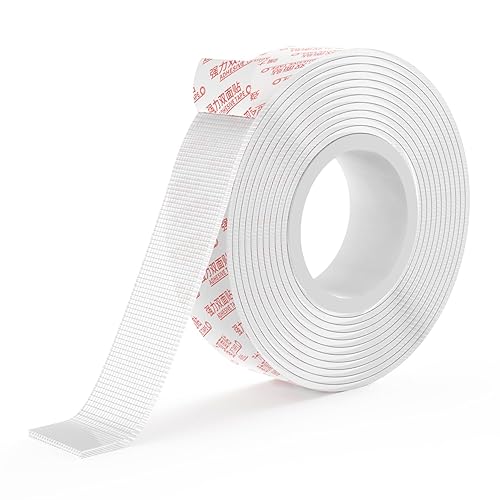 SANKEMU Cinta adhesiva de doble cara fácil de cortar resistente con malla (1.18 pulgadas x 9.85 pies), cinta de montaje fuerte de dos caras, cinta