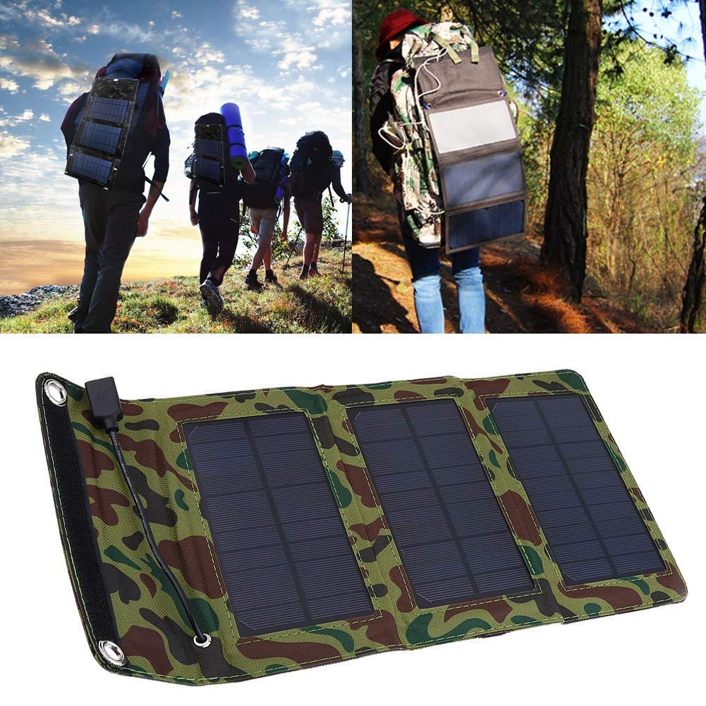 Caricatore Portatile Pieghevole per Pannello Solare 5W 5V Caricatore Portatile per Telefono Portatile USB Power Bank per Esterno per Il Campeggio