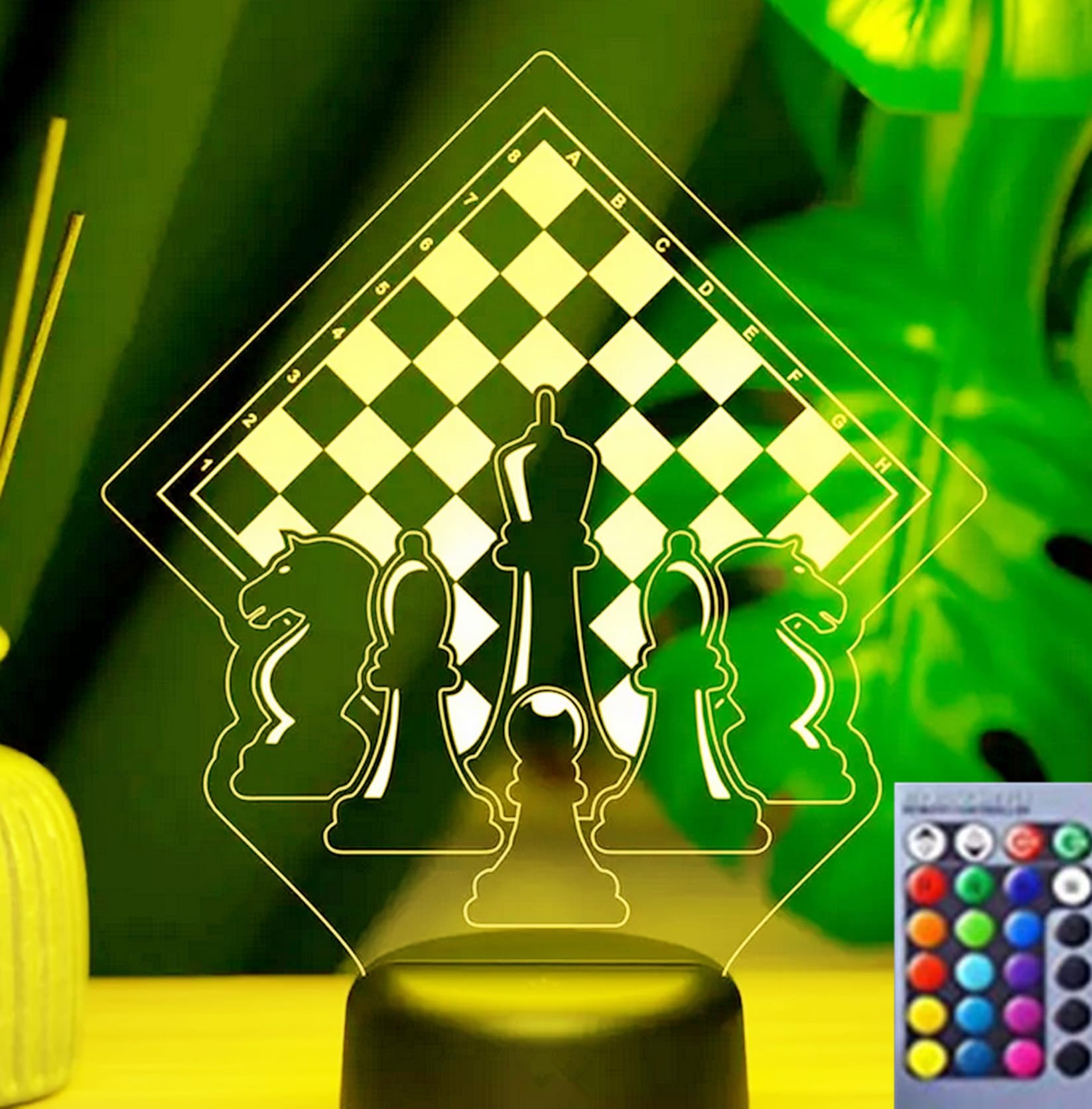 Nastrojowe światło szachowe 3D, 16 kolorów, USB, lampa stołowa LED, pomysł na prezent do domu, na imprezę, urodziny