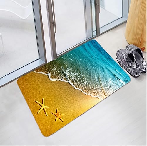 Miniatura 7 de Alfombras de baño de espuma de esponja absorbente suave para baño y cocina (21 x 35.5 pulgadas), tapete de franela antideslizante brillante