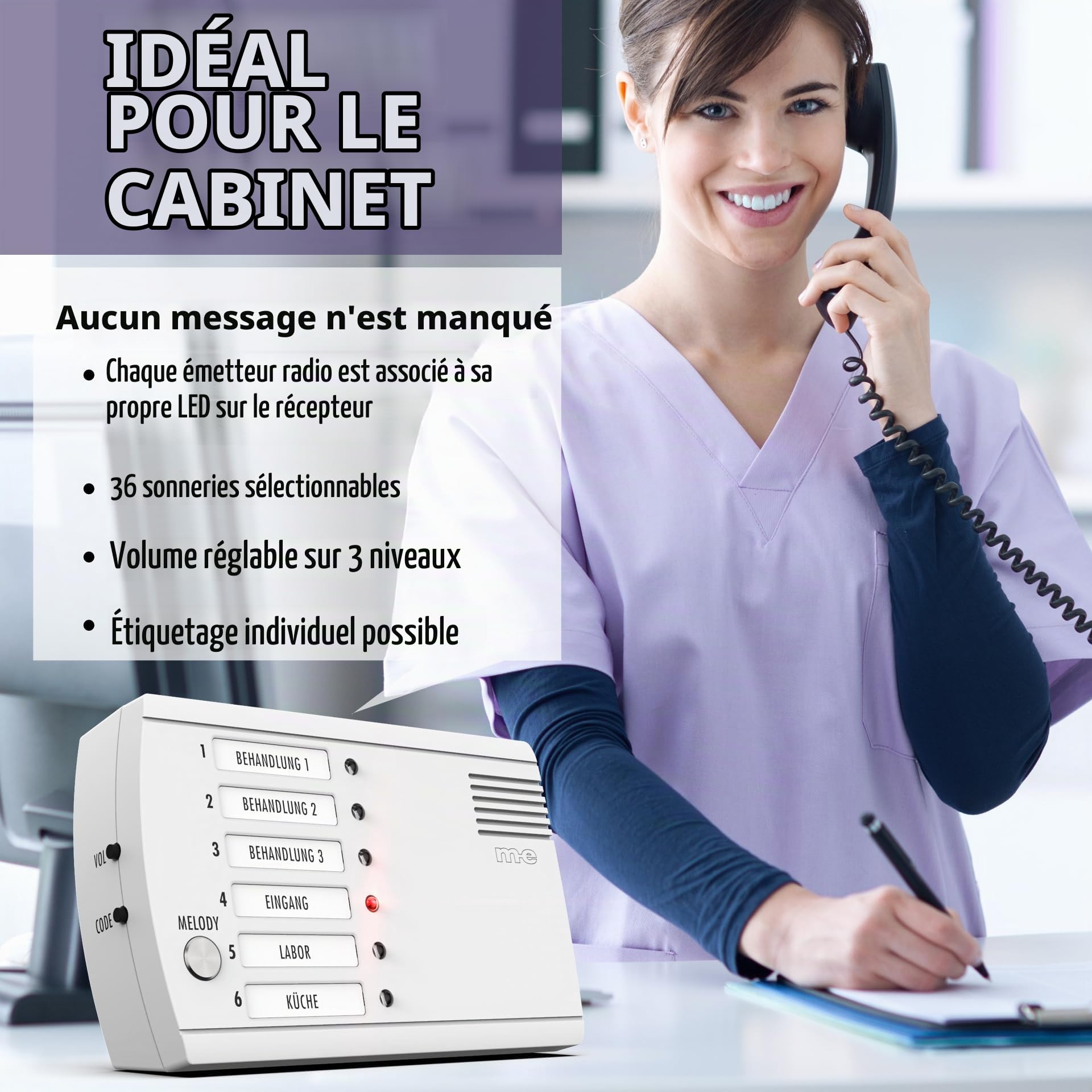 m-e modern-electronics FRS-106.1 Sonnette sans fil Système dappel radio