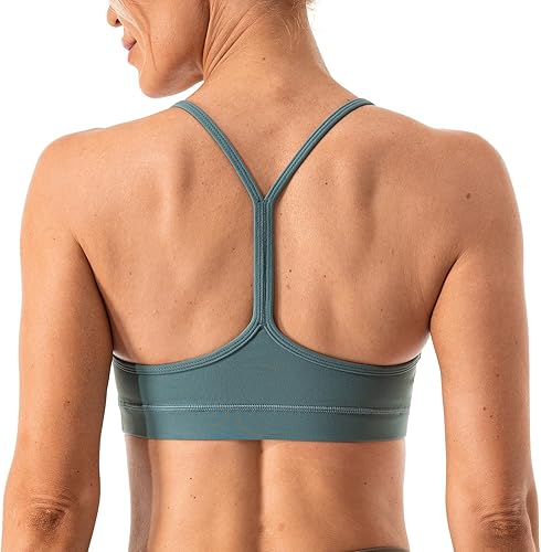 Lavento Brasier deportivo con espalda en Y para mujer, tirantes delgados, acolchado delgado, de bajo impacto, para entrenamiento y yoga