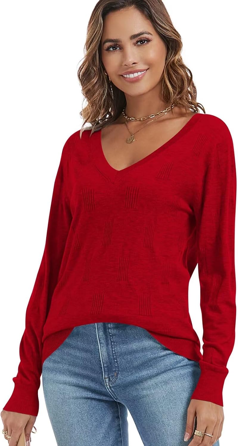 FEKOAFE Womens V Neck Sweaters Casual Pullover Sweaters for Women 2025 Trendy - Image 6